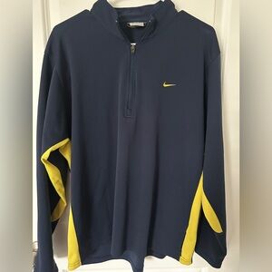 Nike Men's Navy 1/4 zip  Jacket with Yellow Accents